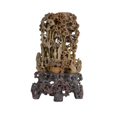 青田石雕竹林七贤摆件