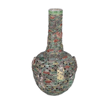 五彩雕瓷八仙纹瓷天球瓶