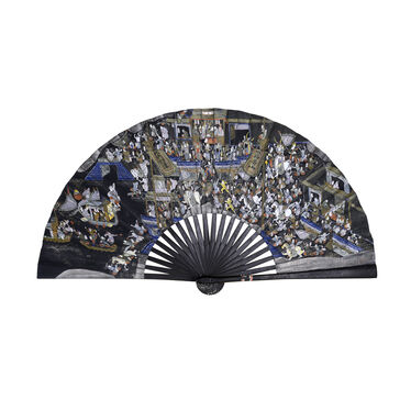 彩绘龙舟竞渡黑纸扇