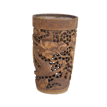 镂雕鱼化龙象牙筒