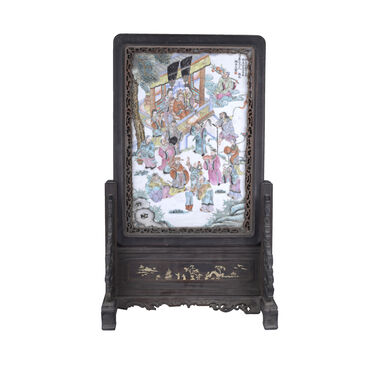 景德镇窑粉彩群仙祝寿瓷插屏