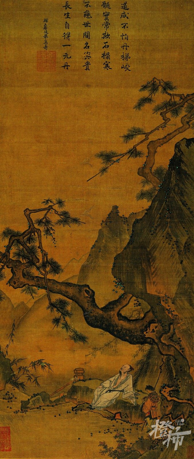4南宋,马远,《松寿图》,绢本,设色,立轴,纵122厘米,横52.7厘米,辽宁省博物馆藏-p.jpg